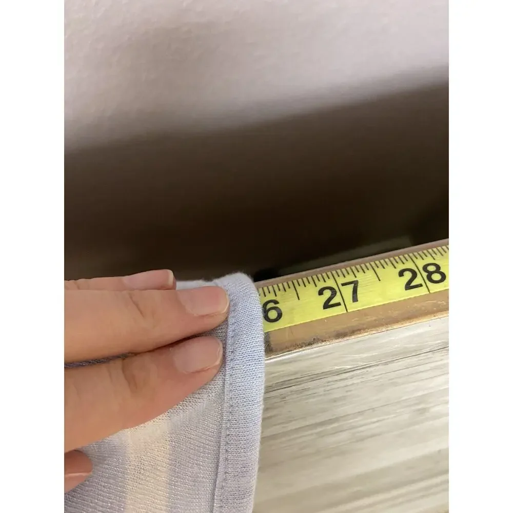 Athleta Womens Linen Shirt Size Large Blue Striped Blouse Casual Top Long Sleeve - Picture 10 of 13